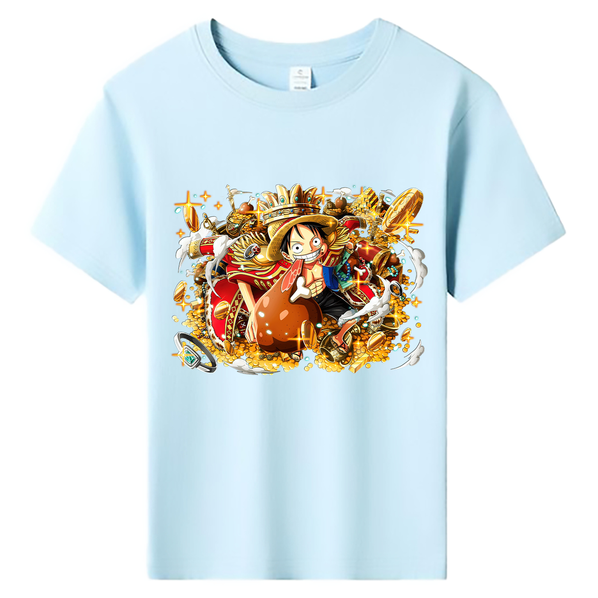 ワンピース モンキー・D・ルフィ ONE PIECE Monkey D. Luffy 綿100％キッズTシャツ（フロントプリント）